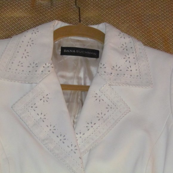 Dana Buchman White Leather Cut-out Jacket - Picture 7 of 7
